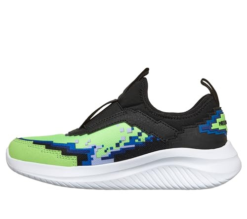 402164L Sketchers Boys Ultra Flex 3.0-4K Pointz, Lime/Blue, Size 4