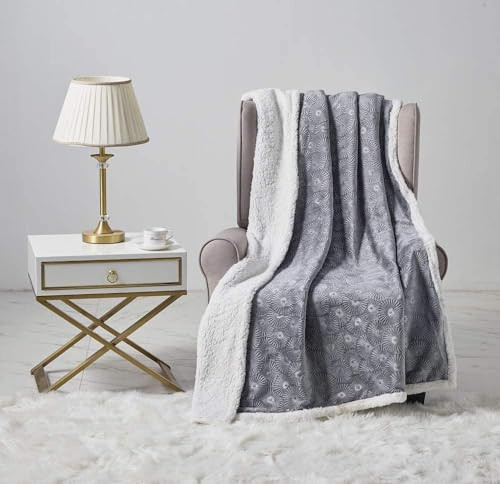 Noble House Plazatex Louvre Throw Blanket Fleece Snuggle 50"X60" - Grey New