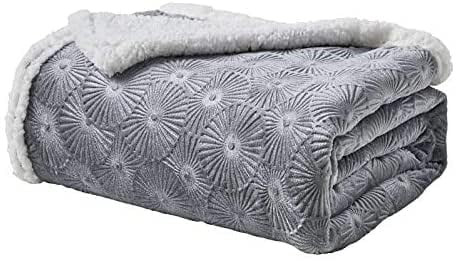 Noble House Plazatex Louvre Throw Blanket Fleece Snuggle 50"X60" - Grey New