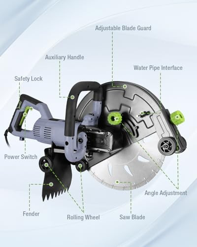 WORKPRO 16 Inch Wet Concrete Saw with Water Cutting, 6.69" Depth