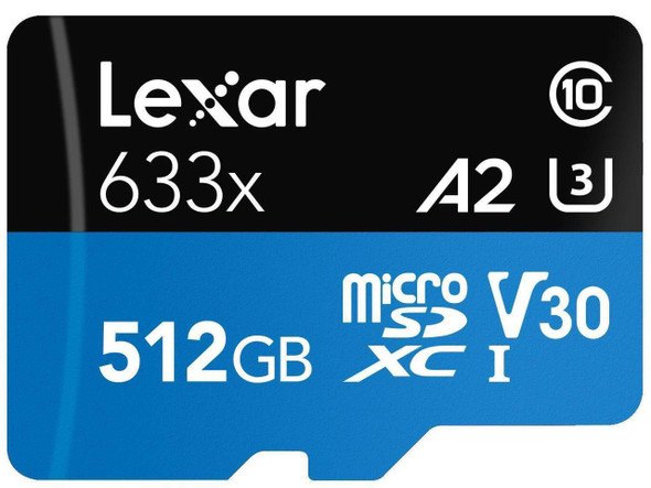 Lexar High-Performance 633x 512GB microSDXC UHS-I Card w/ SD Adapter