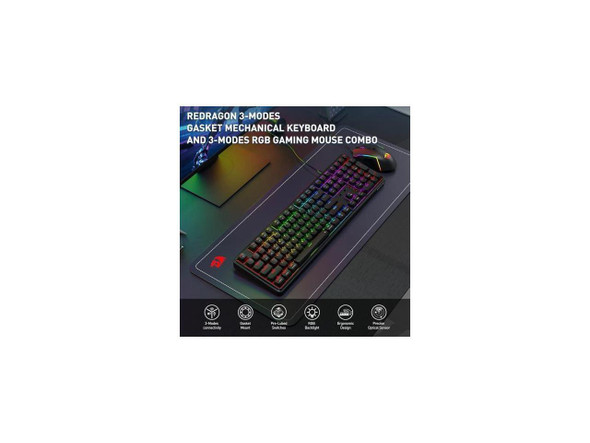 Redragon S163 3-Mode Wilreess Gaming Keyboard & Mouse Combo, 108 Keys K689 PRO