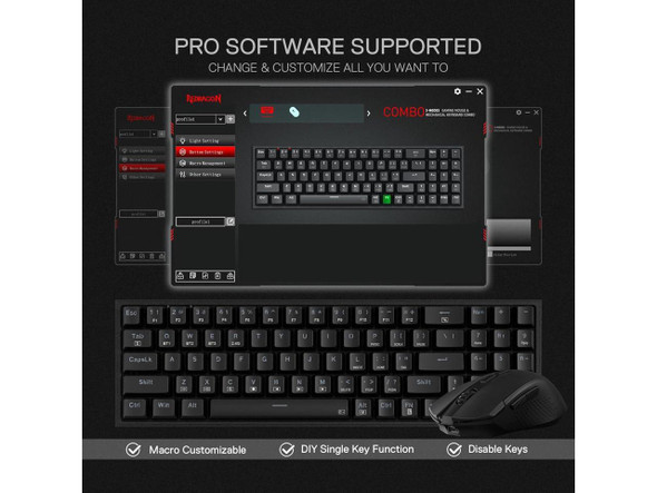 Redragon S136 Gaming Keyboard & Mouse Combo, 75% K628 Tri-Mode Wireless RGB