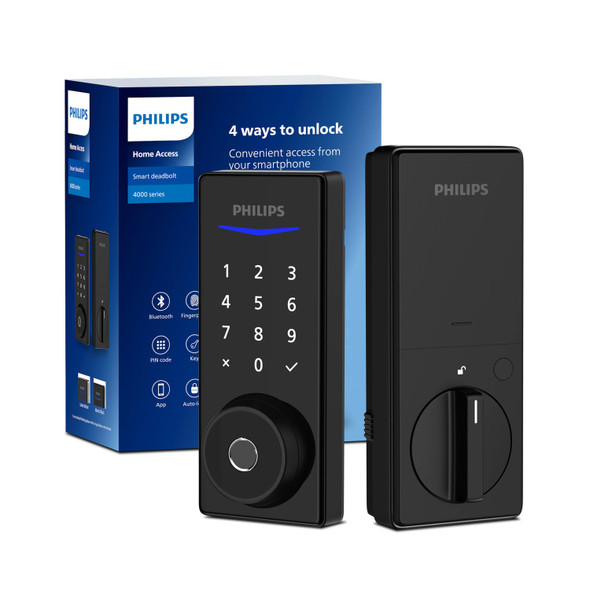 PHILIPS 4000 SERIES BLUETOOTH FINGERPRINT SMART DEADBOLT - SATIN NICKEL