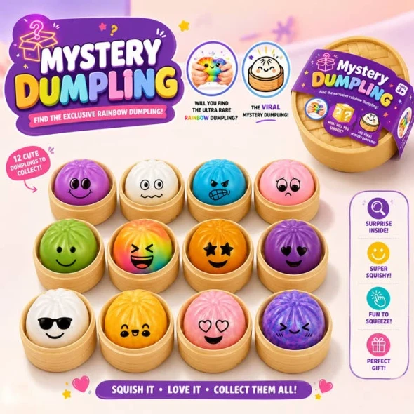 MSG, INC. 1 CASE - 12 PREMIUM EMOJI SQUISHY SQUEEZY MYSTERY DUMPLINGS New
