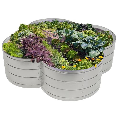 SUNNYDAZE DECOR CLOVER GALVANIZED RAISED GARDEN BED SILVER 43X43X12 - SILVER