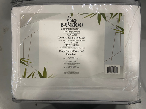 KING BAMBOO SHEETS COOLING, DEEP POCKET, HYPOALLERGENIC KING - WHITE