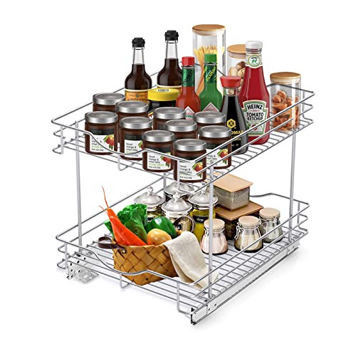 Fulgente Chrome Finish Pull Out Drawer Cabinet Organizer B09LTVDPRP - Silver New