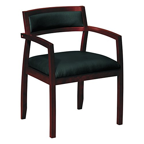 HON Basyx HVL852N SofThread Leather Chair Wood Frame Mahogany Finish - Black New