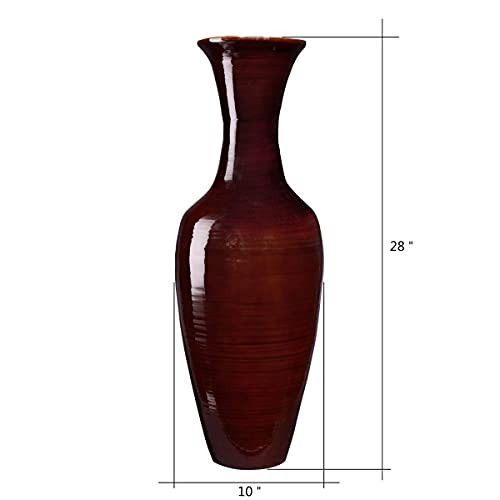 VILLACERA Handcrafted 28” Tall Brown Bamboo Vase,636311NLB New
