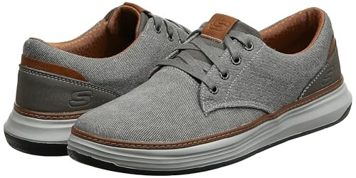 65981 SKECHERS Men's Moreno Canvas Oxford Shoe, Beige, Size 11 US