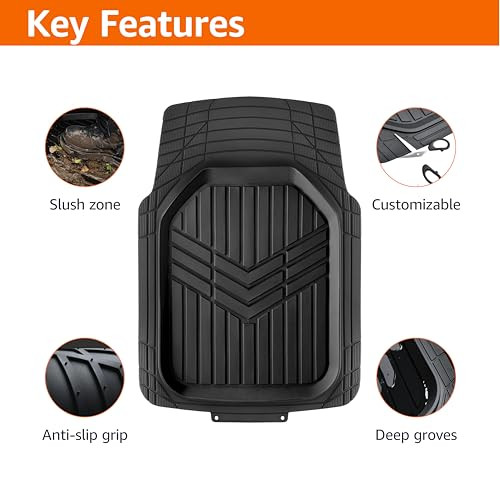 AMAZON BASICS 4-PIECE HEAVY DUTY ANTI-SLIP PVC FLOOR MATS! - BLACK