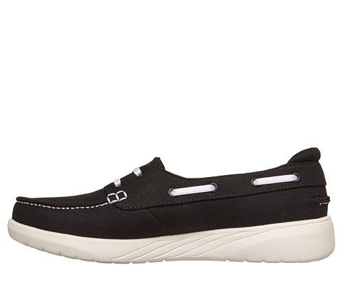 139222 Skechers Women’s Relaxed Fit On The Go Boat Shoe, Black/White, Size 11 New
