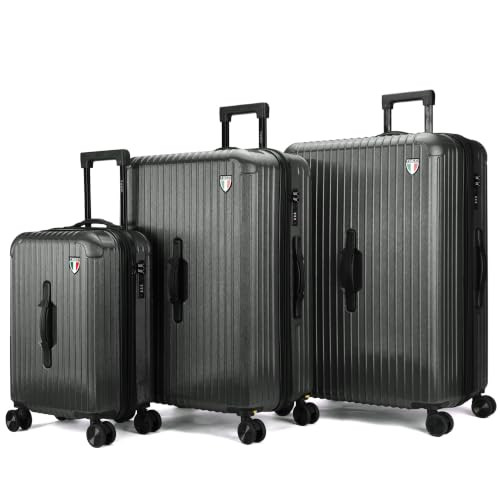 TUCCI LINEA 3-PIECE HARDSIDE SPINNER LUGGAGE SET, TSA LOCK, 20/28/30" - GRAY New
