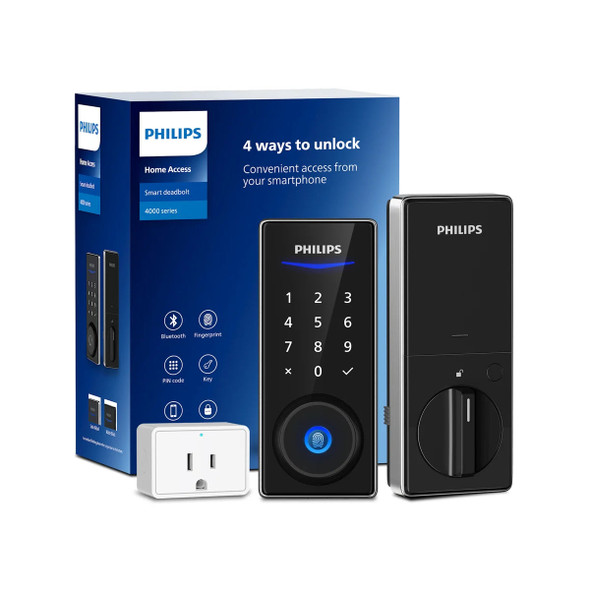 PHILIPS 4000 SERIES WI-FI BRIDGE FINGERPRINT SMART DEADBOLT - MATTE BLACK