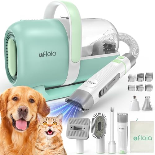 AFLOIA 6-IN-1 DOG GROOMING VACUUM KIT, PET CLIPPER & NAIL GRINDER, LM1 - GREEN