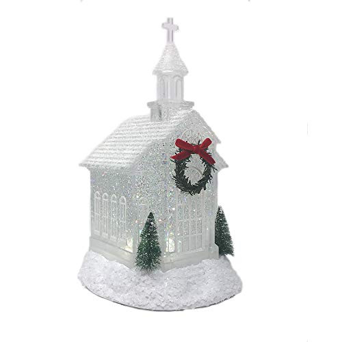 Light Up Shimmer Glitter Water Lantern Acrylic Church Glitterdome 10" - White