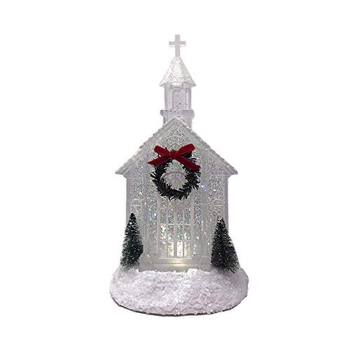 Light Up Shimmer Glitter Water Lantern Acrylic Church Glitterdome 10" - White