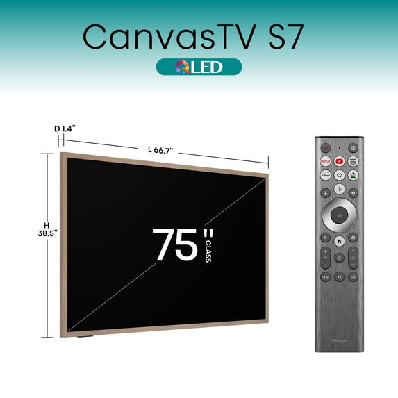 HISENSE 75" CLASS QLED 4K CANVASTV SERIES SMART TV 75S7N 144HZ - BLACK