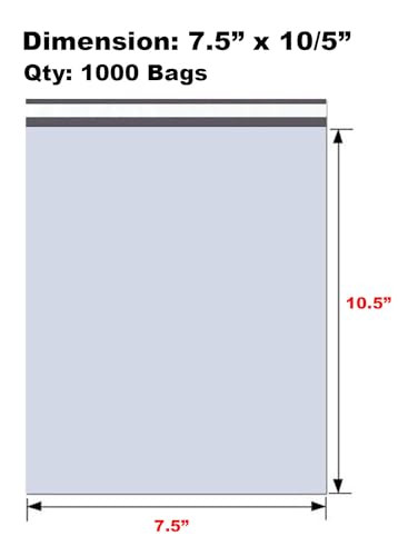 iMBAPrice 1000 - 7.5x10.5 Premium Matte Finish White Poly Mailers, iMBA-2PM-1000 New