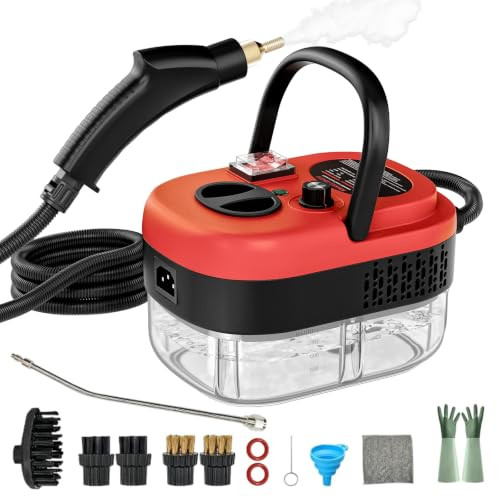 AULANK STEAM CLEANER, 14PCS, 6 LEVEL, HEAT 15S UP, TC-SC-002-2RED - 2-RED