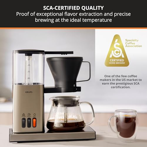 KRUPS ESSENTIAL BREWER 8 CUP DRIP COFFEE MACHINE, KMM911 AUS, STAINLESS STEEL