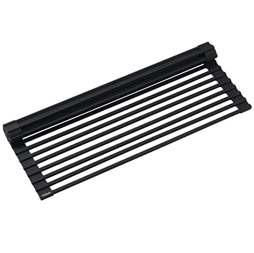 Kraus KRM-10NB Kore Over-Sink Roll-Up Dish Drying Rack, 21"Inch - NIGHT BLACK New