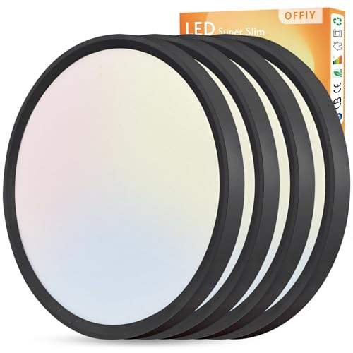 OFFIY 4PK 15.8 INCH BLACK LED FLUSH MOUNT Ceiling Light 32W 3480LM - BLACK