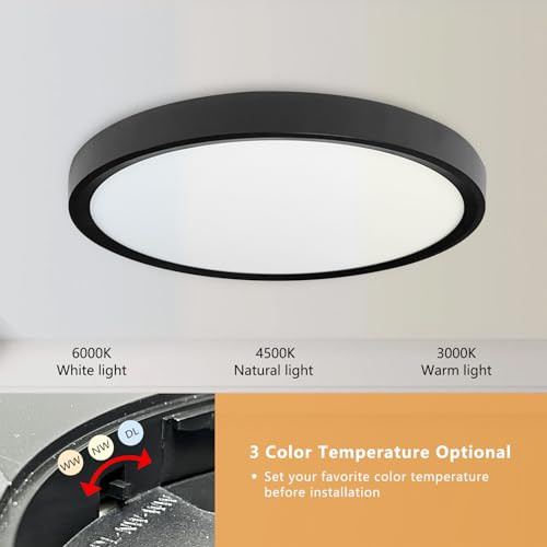 OFFIY 4PK 15.8 INCH BLACK LED FLUSH MOUNT Ceiling Light 32W 3480LM - BLACK