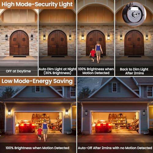 TOBUSA Motion Outdoor Lights Wall Mount 2 Packs Brown Dusk to Dawn - Brown