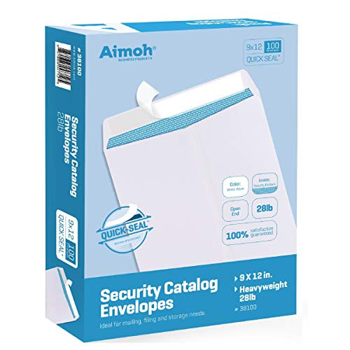 AIMOH 9 X 12 SELF SEAL SECURITY ENVELOPES 9 X 12 LARGE 100CT - WHITE New