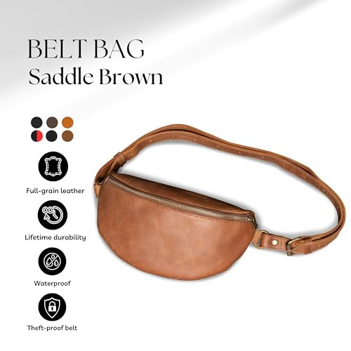 HIDES Nexus Belt Bag Handcrafted Travel Companion Premium Leather Saddle Brown