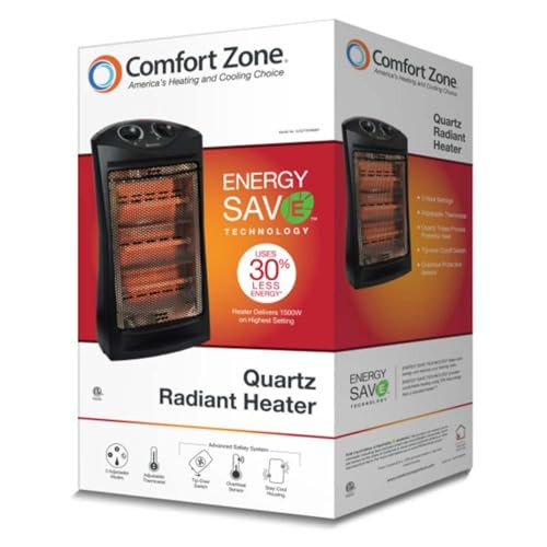 Comfort Zone Energy Save Quartz Radiant Heater CZQTV008EBK - Black