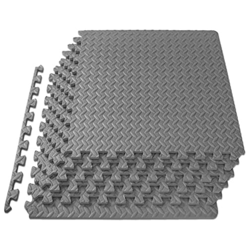 ProsourceFit Exercise Puzzle Mat, EVA Interlocking Foam Mat, B00K2TWXD6 - Grey New