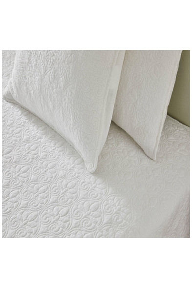 PATINA VIE FLAVIA 100% COTTON COVER 3 PIECE QUILT SET, KING - BRIGHT WHITE