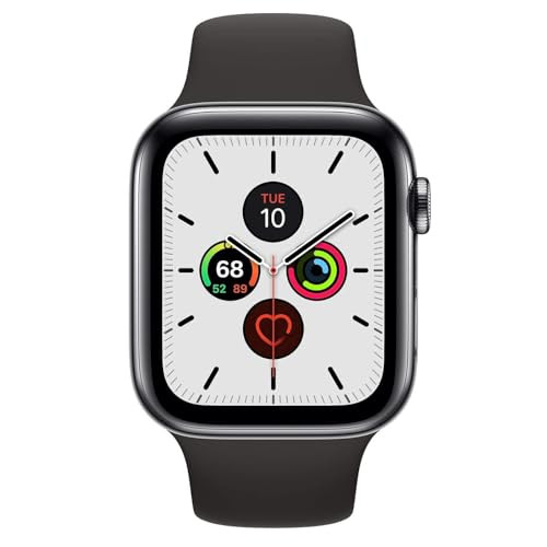 APPLE WATCH 5 GPS CELLULAR 44MM STAINLESS STEEL CASE BLACK SPORT BAND STAINLESS