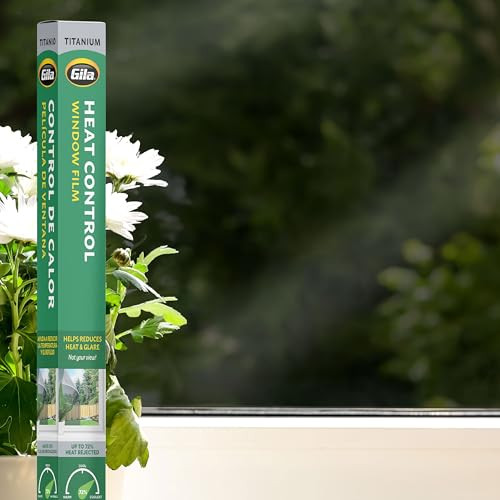 Gila Heat Control Titanium Adhesive Window Film Sun Blocking, 36"x 180", Gray New