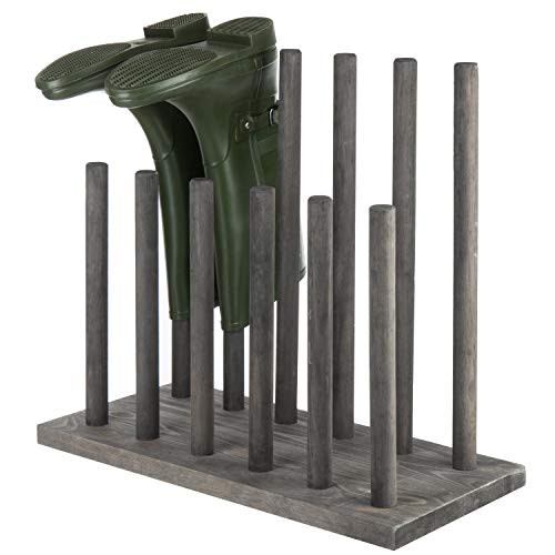 MYGIFT WOOD BOOT RACK ORGANIZER TALL BOOT HOLDER 6 PAIRS HOM1688 - GRAY