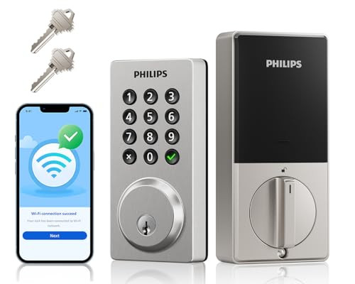 Philips WiFi Smart Keypad Deadbolt Lock DDL242X-15HW - Satin Nickel