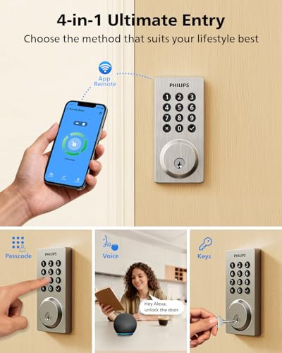 Philips WiFi Smart Keypad Deadbolt Lock DDL242X-15HW - Satin Nickel