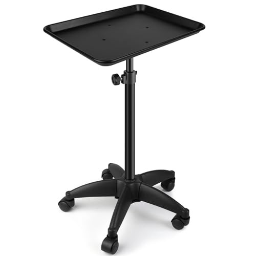 DAMGOLOZA Salon Tray Cart on Wheels Height Adjustable Trolley Cart - Black New