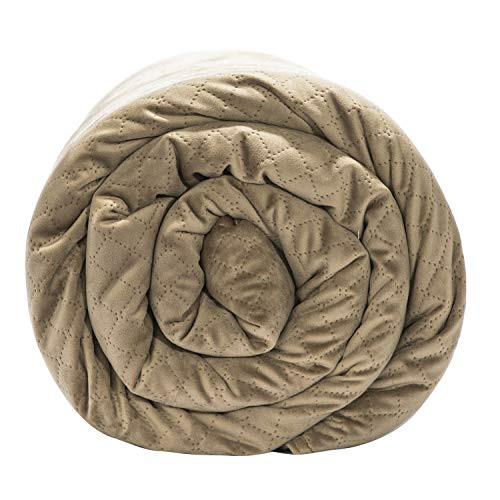 BlanQuil Quilted Weighted Blanket (Taupe 20lb) W/ Removable Cover