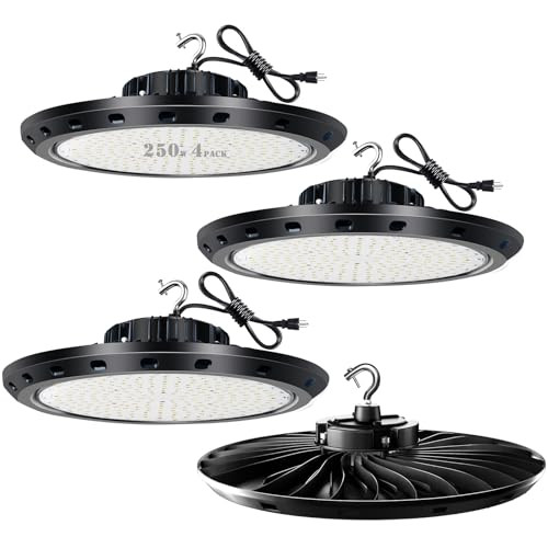 Bulbeats 4Pack 250W LED High Bay Light 35000lm 1000W MH/HPS 5000K UFO - Black