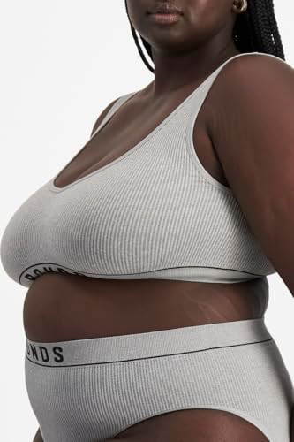 BONDS WOMEN'S SEAMLESS STRETCH RIB BRALETTE WITH V-NECK - SIZE: 2XL - GRAY MARLE New