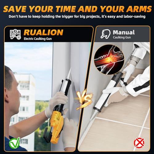RUALION ELECTRIC CAULK GUN 10OZ/300ML BATTERY POWERED MOD-8503 - YELLOW/BLACK