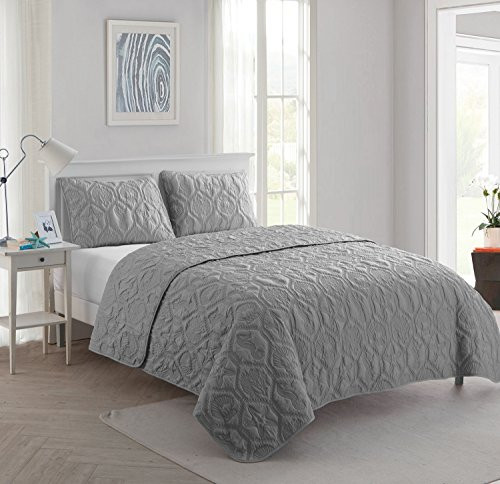 VCNY Home Queen Quilt 3-Piece Set Shore Grey B01MYRWQE9 - NEW New