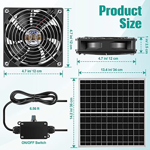 Gulfmew 20W Solar Powered Waterproof Fan Kit, 3 High Speed Exhaust - Green