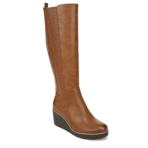 Naturalizer SOUL Womens Adrian Wedge Tall Boot Toffee Brown Smooth 9 W