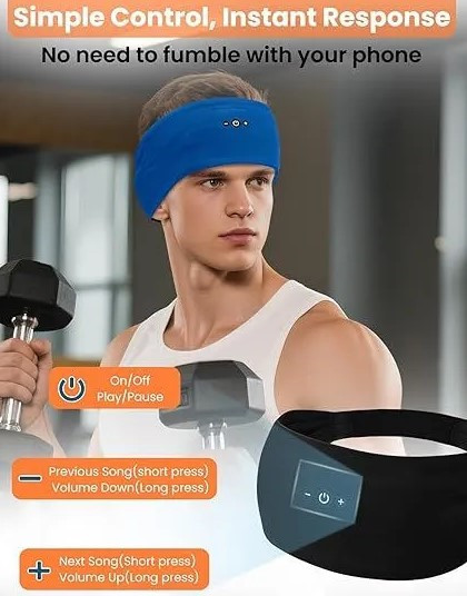 BULYPAZY 2-PACK BLUETOOTH SLEEP HEADPHONES HEADBAND STYLE HD STEREO - BLACK/BLUE