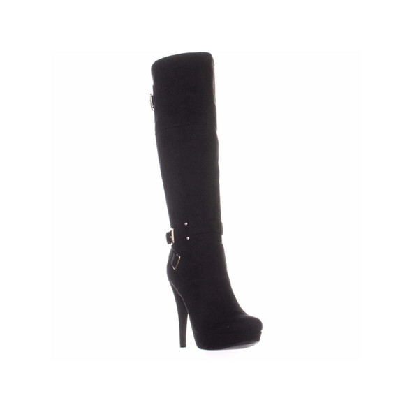 G BY GUESS WOMENS DESTYNN 2 FAUX SUEDE KNEE-HIGH BOOTS - SIZE: WOMEN 10 - BLACK